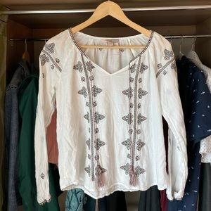 Forever 21 Embellished Blouse White Medium